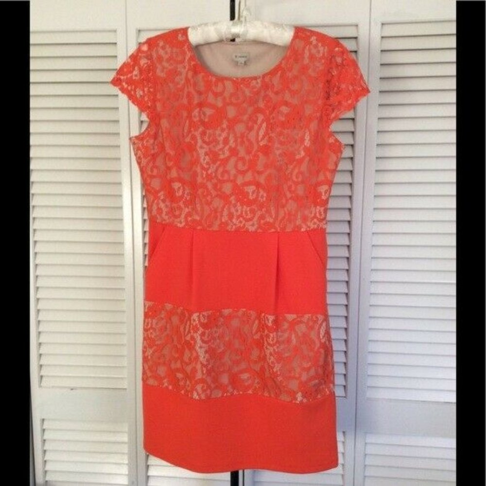 Cremieux Orange Lace Dress XS